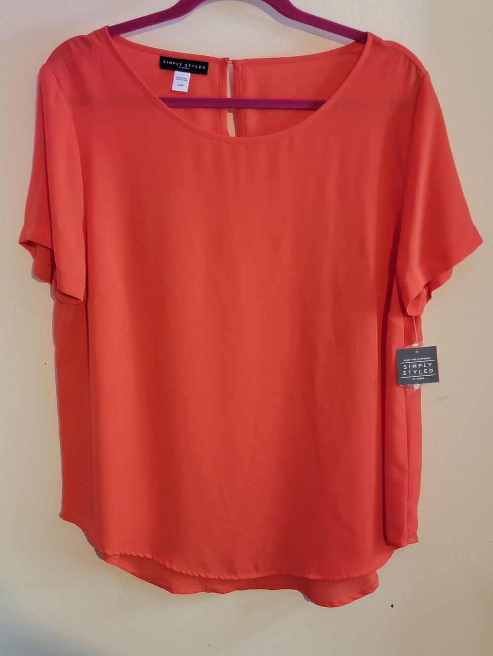Simply Styled Women's Coral Short Sleeve Blouse NWT